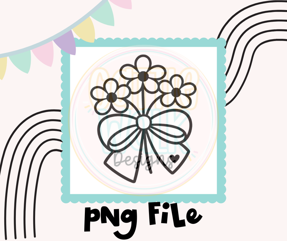 Floral Bow PNG | Cute Spring Flowers with Bow | Digital Download