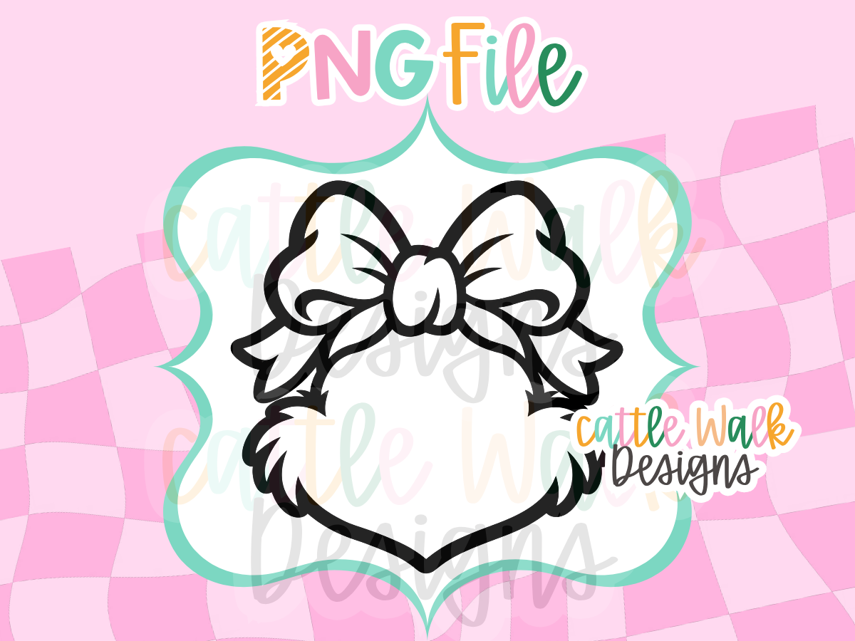 Christmas Bow Frame PNG | Fluffy Heart Frame with Bow | Cute Holiday Freshie Design
