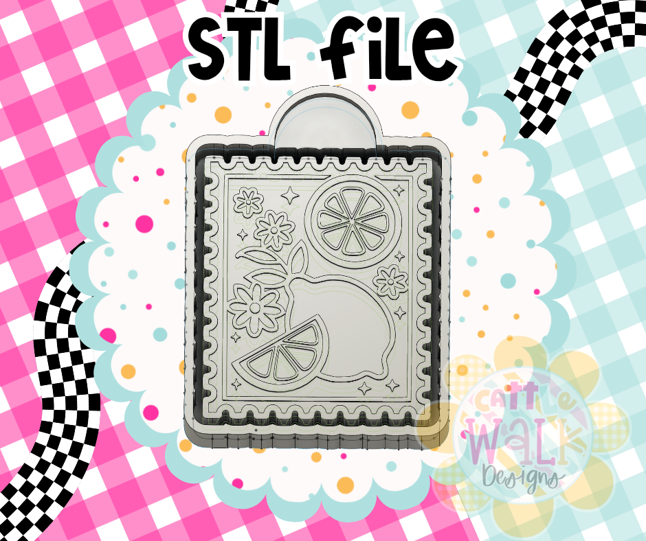 Lemon Stamp Frame STL File | Citrus Freshie Mold Design