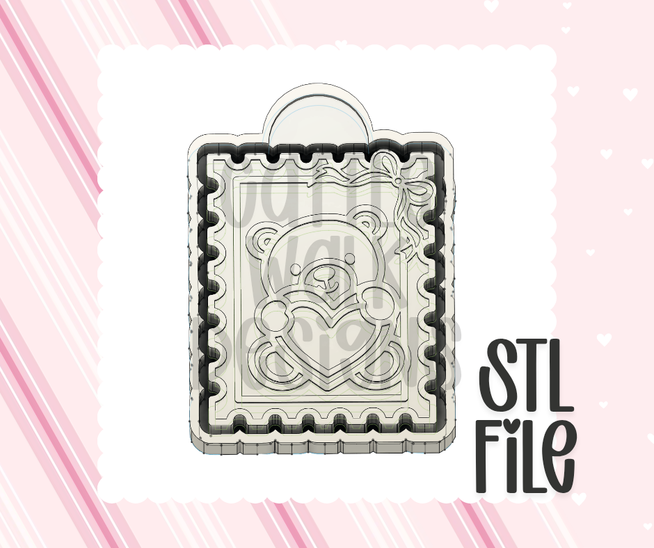 Teddy Bear Heart Stamp STL File | Chunky Bold Mold-Ready 3D Print Design
