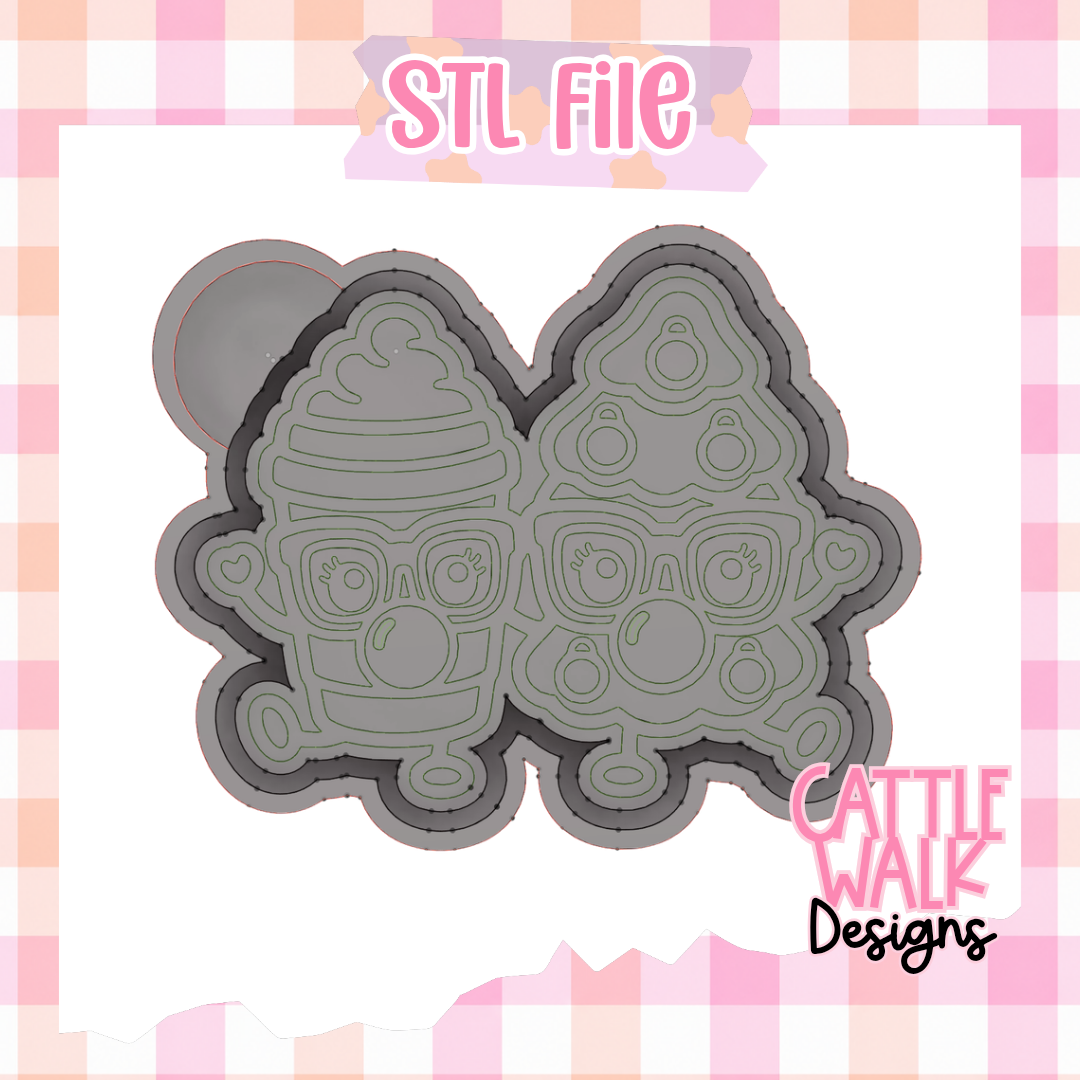 Christmas Besties Coffee Cup & Tree Freshie Mold STL File | Digital Download
