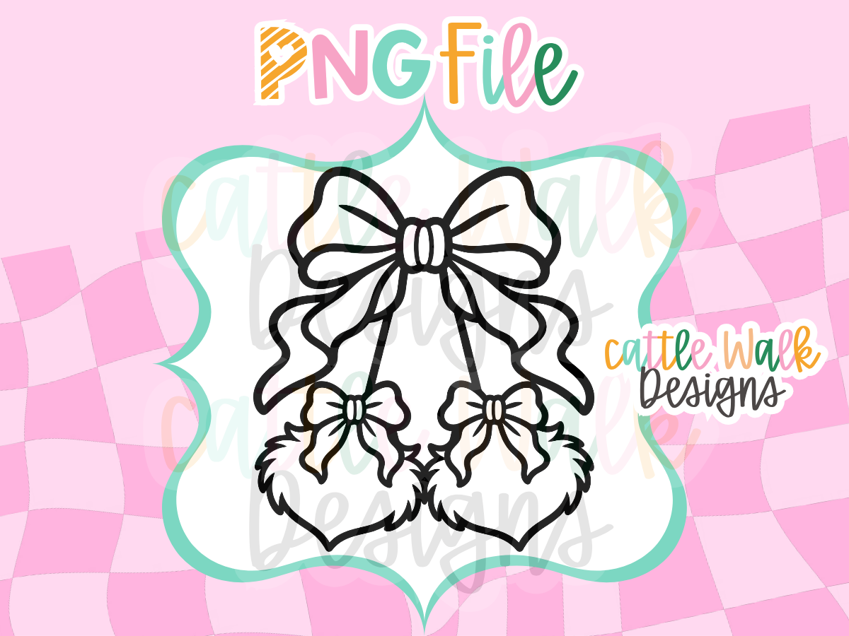 Heart Pom-Pom Bow PNG | Girly Heart PNG | Valentine Freshie Design
