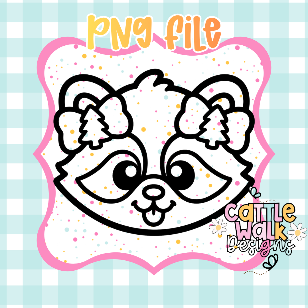 Cute Christmas Raccoon Face PNG | Winter Raccoon Sublimation Design | Digital Download