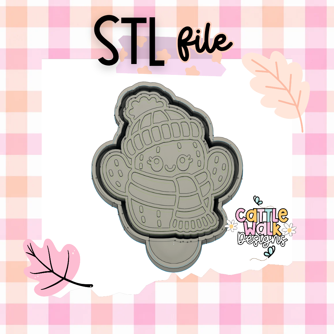 Winter Cactus Freshie Mold STL File | Beanie & Scarf Mouse | 3D Printable Freshie Mold Housing