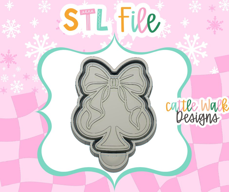 Girly Spade with Oversized Bow STL Mold File