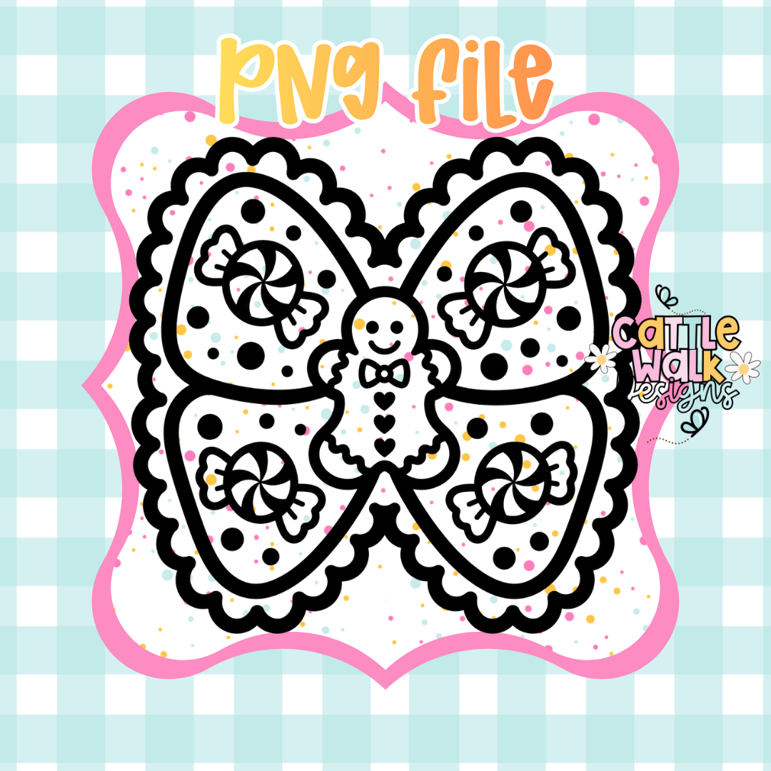 Gingerbread Candy Bow PNG | Christmas Coquette Bow PNG | Gingerbread Cookie Bow PNG | Candy Christmas PNG | Digital Download
