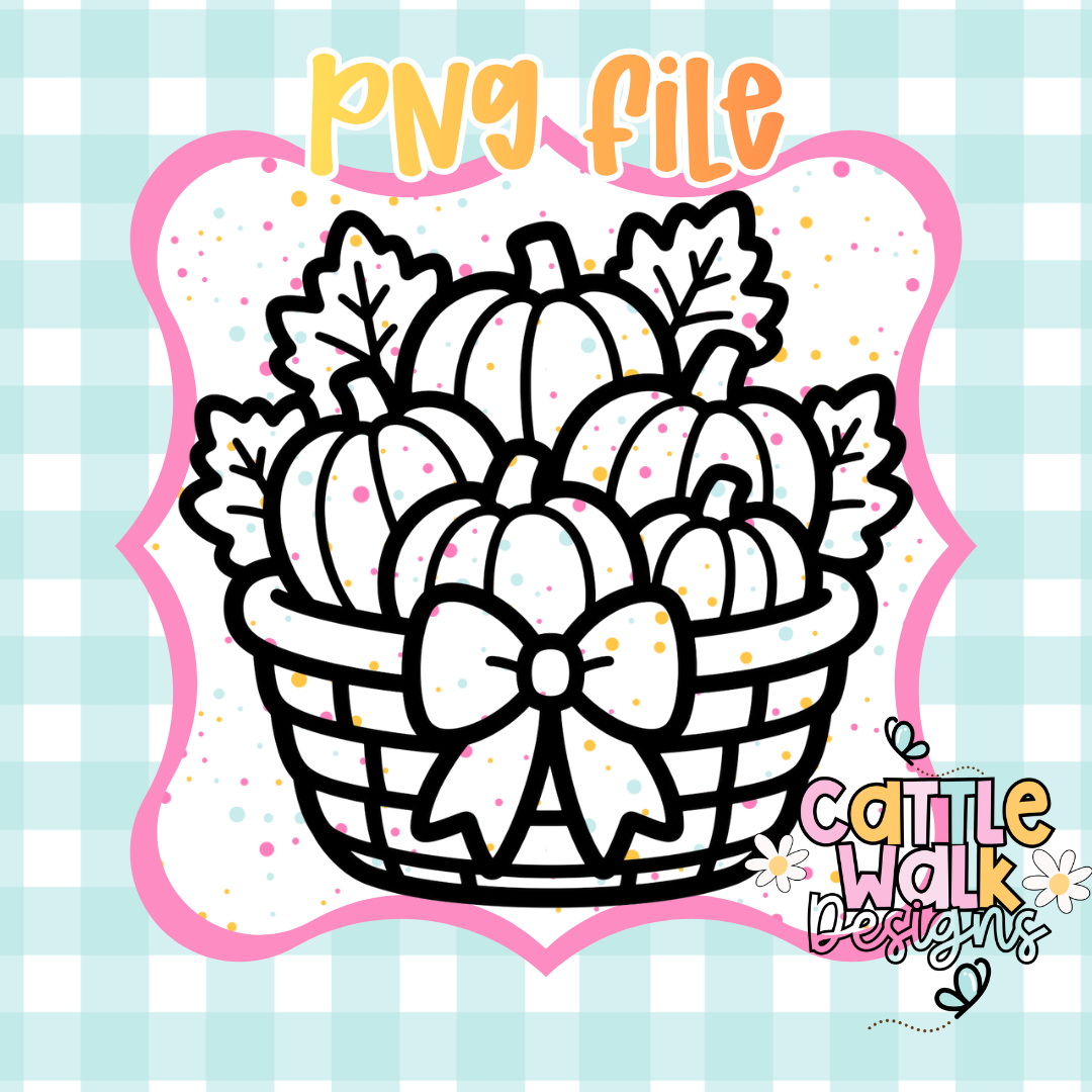 Pumpkin Basket PNG | Cute Fall Pumpkin Basket Sublimation Design | Digital Download