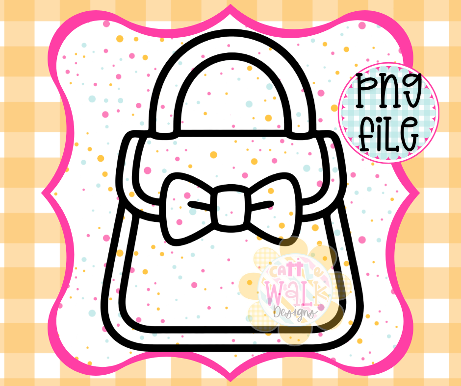 Bow Handbag PNG | Coquette Purse PNG | Cute Purse Outline | Freshie Design PNG