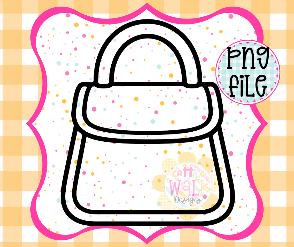 Chunky Handbag PNG | Simple Purse Outline PNG | Freshie Design | Bold Outline Craft PNG