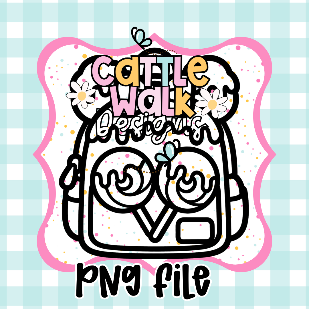 Lollipop Backpack PNG | Cute Kawaii Candy Design | Sweet Girly Backpack PNG | Candy Lover PNG | Freshie Mold PNG | Bold Outline CWD Style