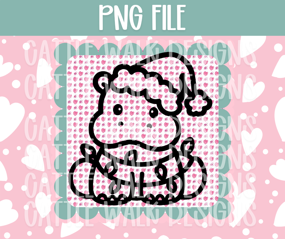 Black Outline Christmas Hippo PNG – Holiday Freshie Design Template