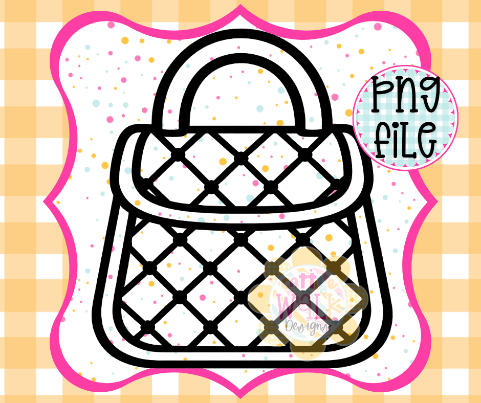 Chunky Quilted Handbag PNG | Coquette Purse Outline | Freshie Design PNG | Mold Maker Friendly