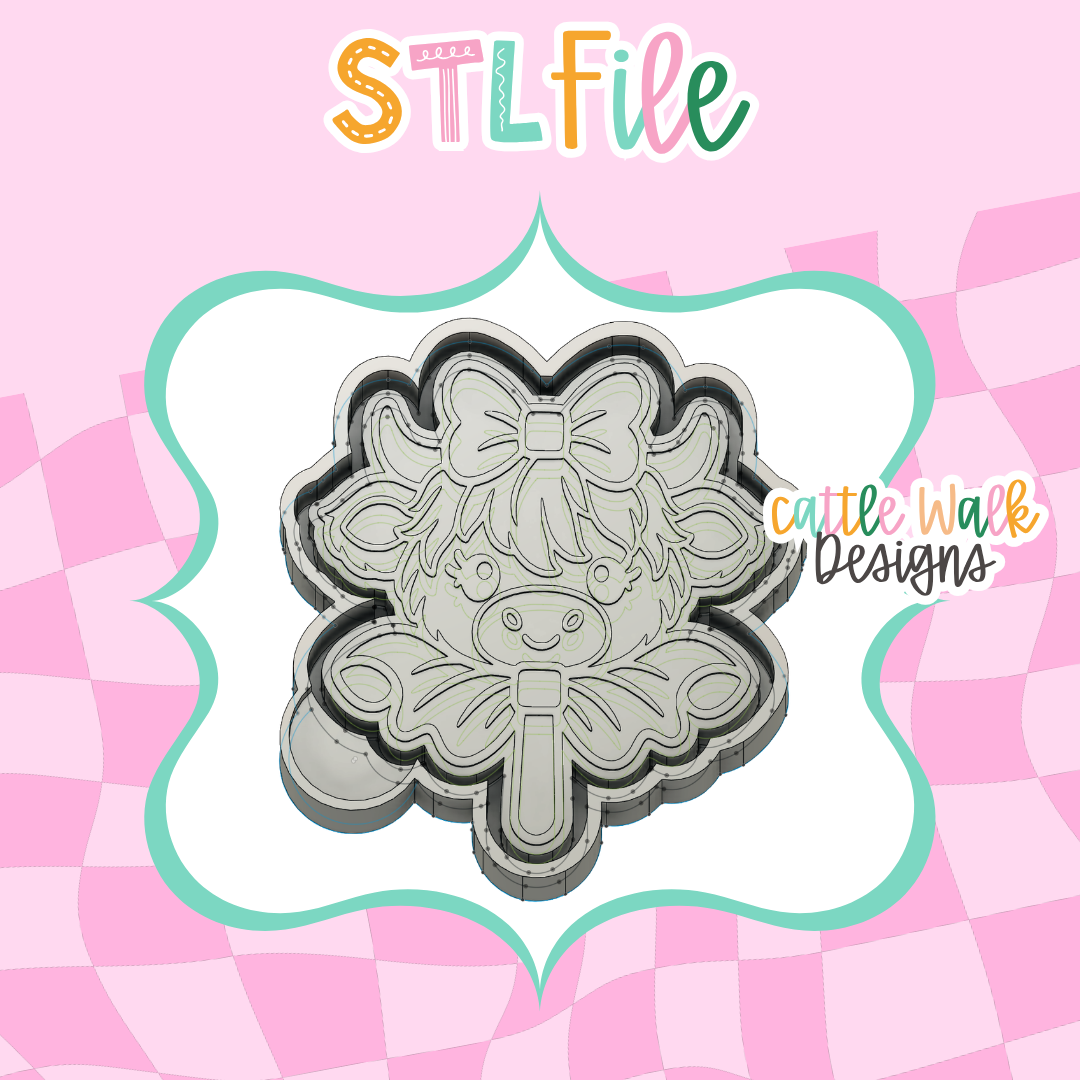 Highland Cow Bow Lollipop STL File | Highland Freshie Mold Housing | 3D Print Digital Download