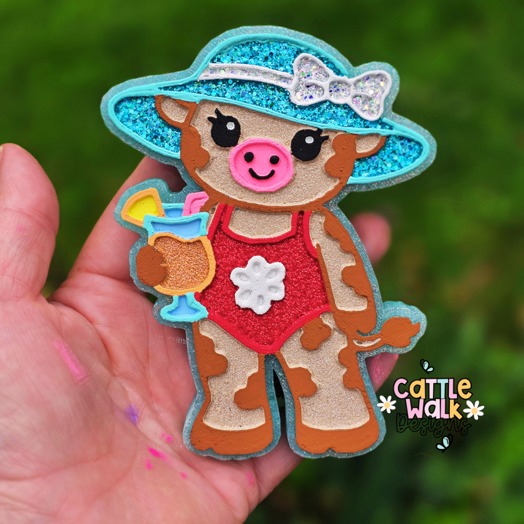 Discounted RTS Beach Cow Freshie | Under the Sea Scent | Summer Cow Car Freshie | Overstock Freshie
