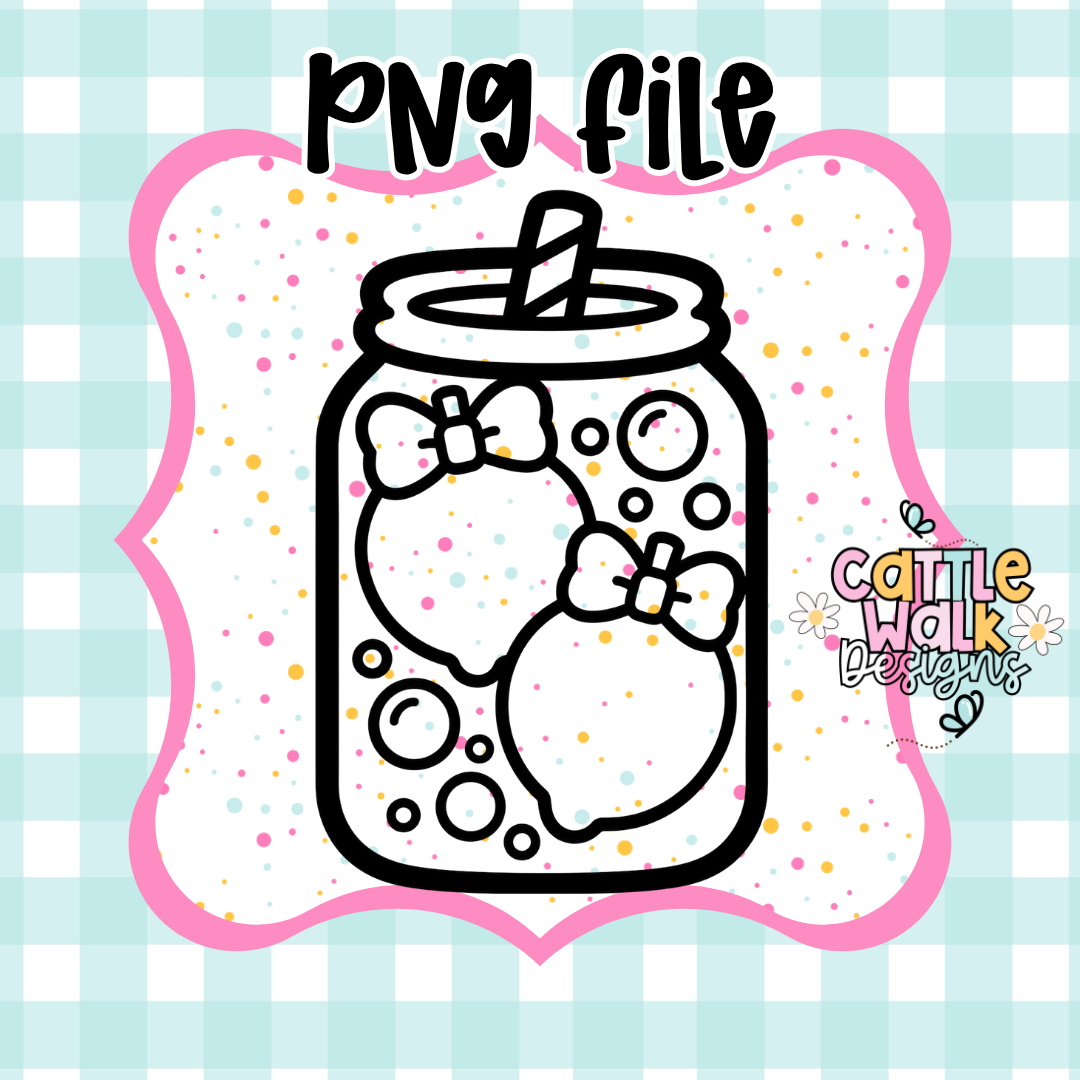 Cute Lemonade Jar PNG | Bow Lemon Sublimation File