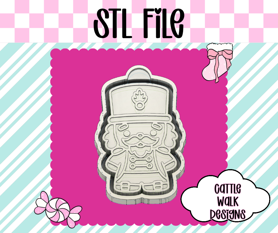 Nutcracker STL File โ Classic Christmas Freshie Mold | 3D Print File for Holiday Designs | Cattle Walk Designs Exclusive
