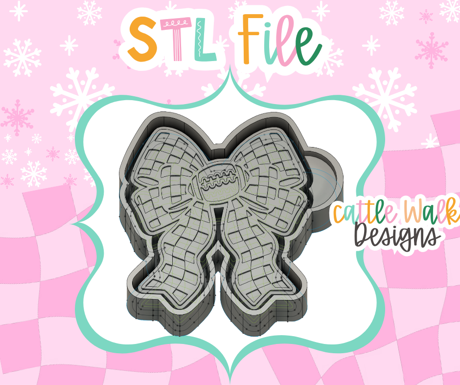 Football Checkerboard Bow STL Mold File