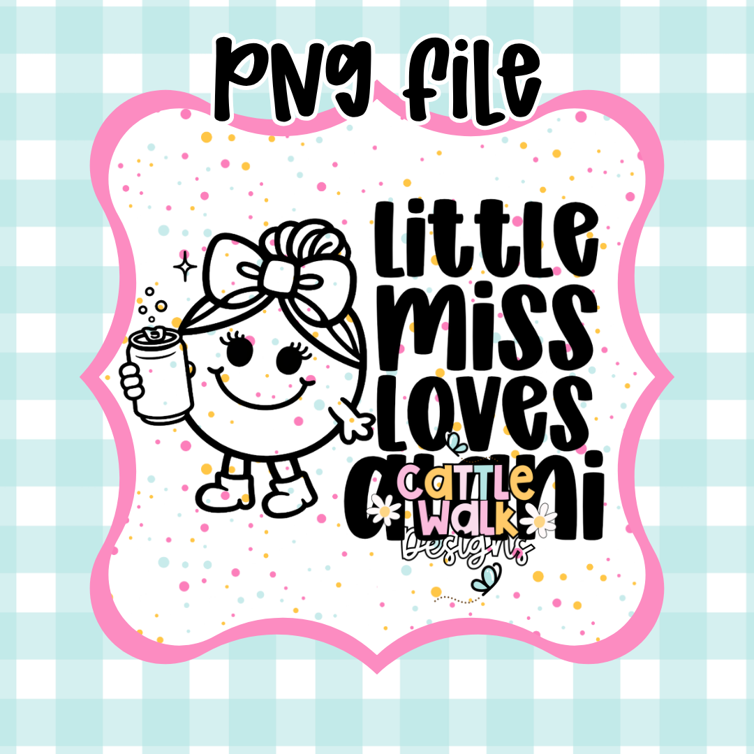 Little Miss Loves Energy Drinks PNG | Cute Funny Girl Design | Sassy Character | Caffeine Lover PNG | Freshie Mold PNG | CWD Style