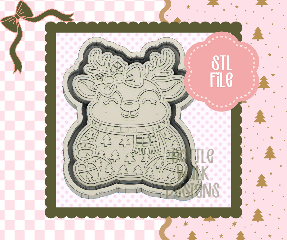 Cozy Christmas Reindeer Pajamas STL File – Cute Holiday Freshie Mold Design for 3D Printing