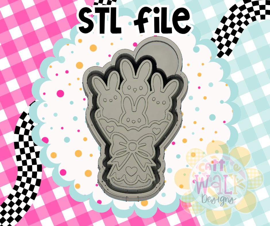 Stacked Bunny Peeps STL File | Easter Freshie Mold Design