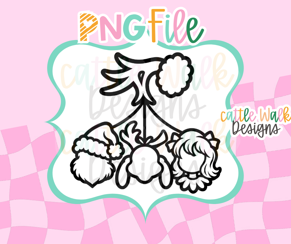 Christmas Character Bow PNG | Santa Reindeer Girl Digital Download