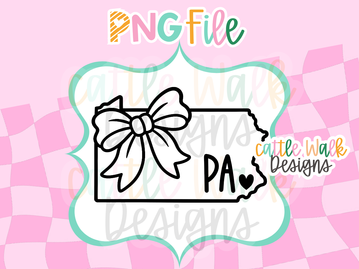 Pennsylvania State Bow PNG | PA Heart State PNG | Pennsylvania Freshie Design