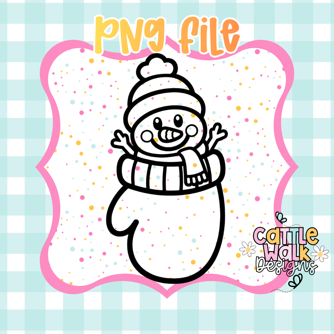 Snowman in Mitten PNG | Winter Snowman Digital Download | Cute Christmas PNG for Freshies, Sublimation & Crafts