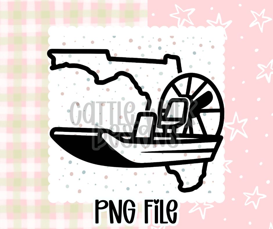 Florida Airboat Outline – Chunky Bold Freshie PNG