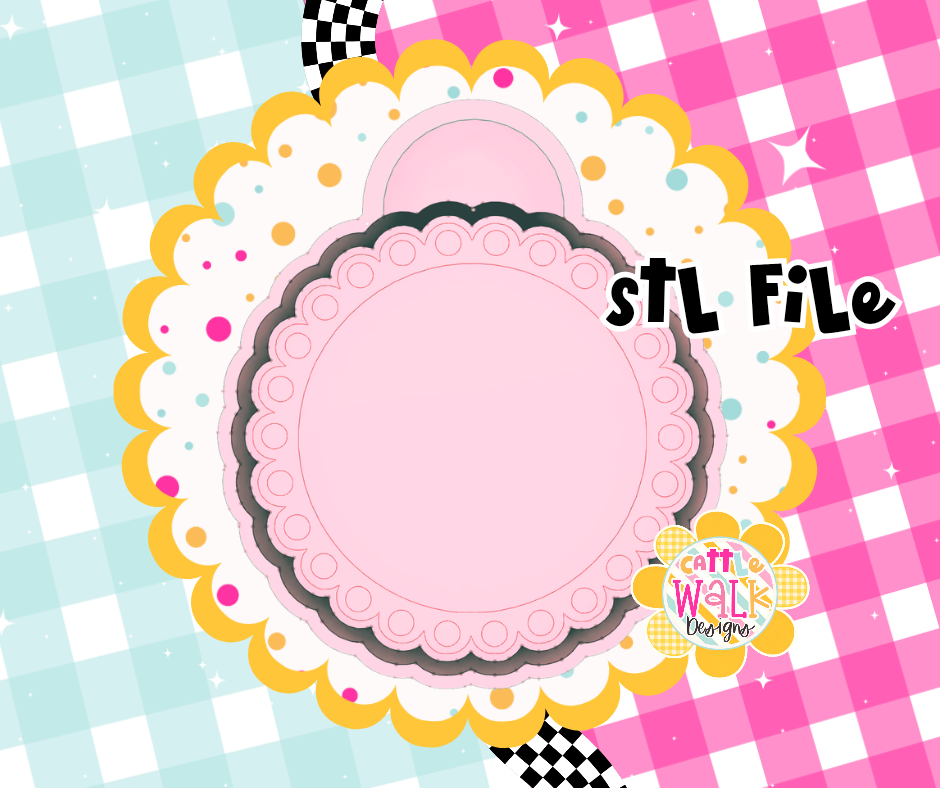 Scalloped Circle Cardstock STL File | 3.5โ Center | Layered Cardstock Base Design