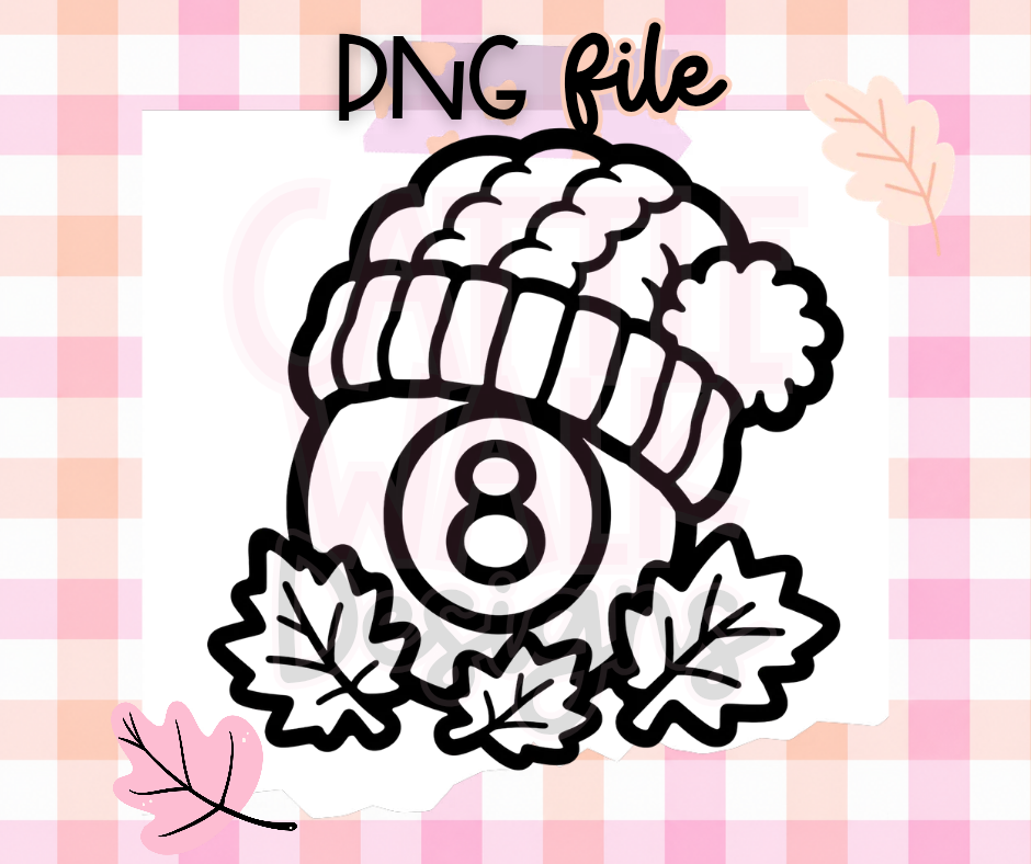 Cozy Fall 8 Ball Beanie PNG | Autumn Pool Ball Digital Download
