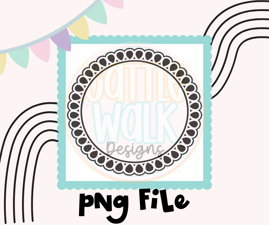 Scalloped Circle Frame PNG | Cardstock Freshie Frame | Digital Download