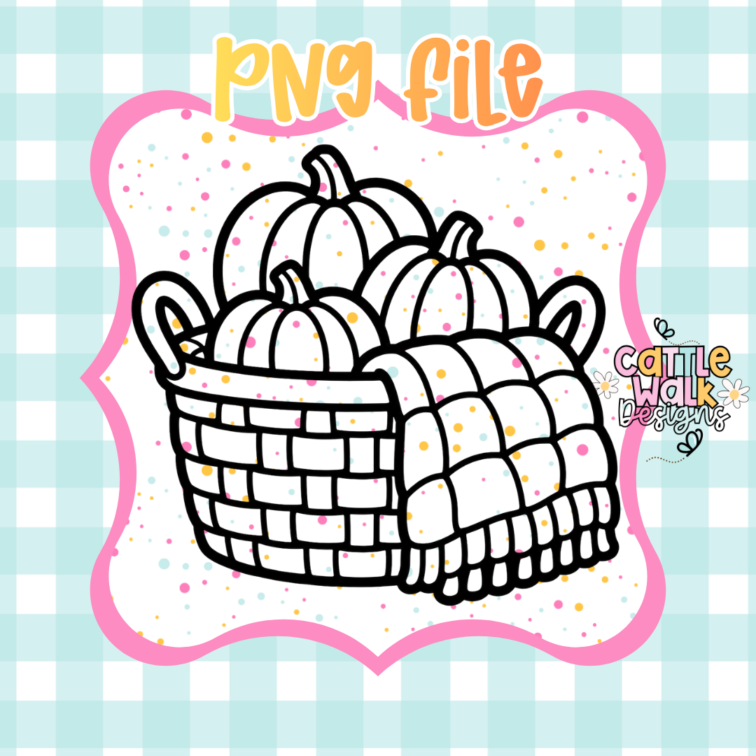 Pumpkin Basket with Cozy Blanket PNG | Fall Harvest Digital Download | Autumn Sublimation PNG | Printable Design