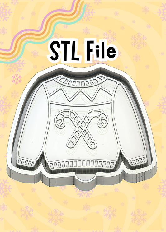 Ugly Christmas Sweater STL File - Candy Cane Freshie Mold Design