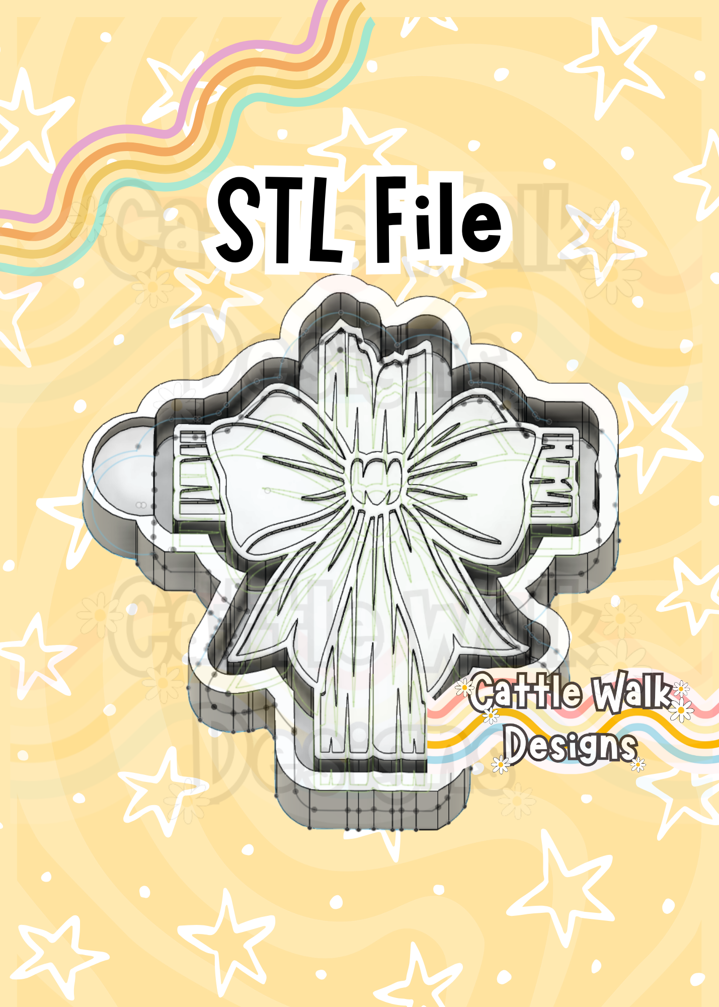 Wooden Cross Coquette Bow Freshie Mold STL Digital Download