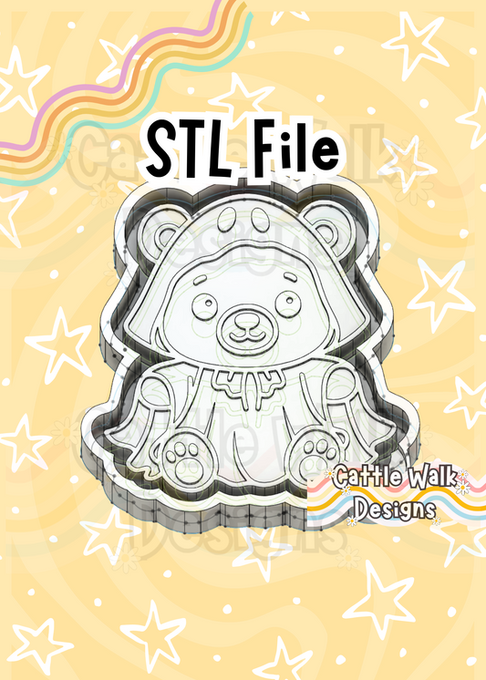 Cute Bear Wearing Halloween Ghost Costume Freshie Mold STL Download