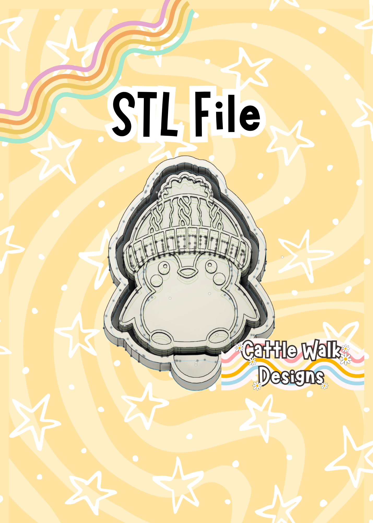 Penguin Wearing a Beanie Hat STL Digital Download