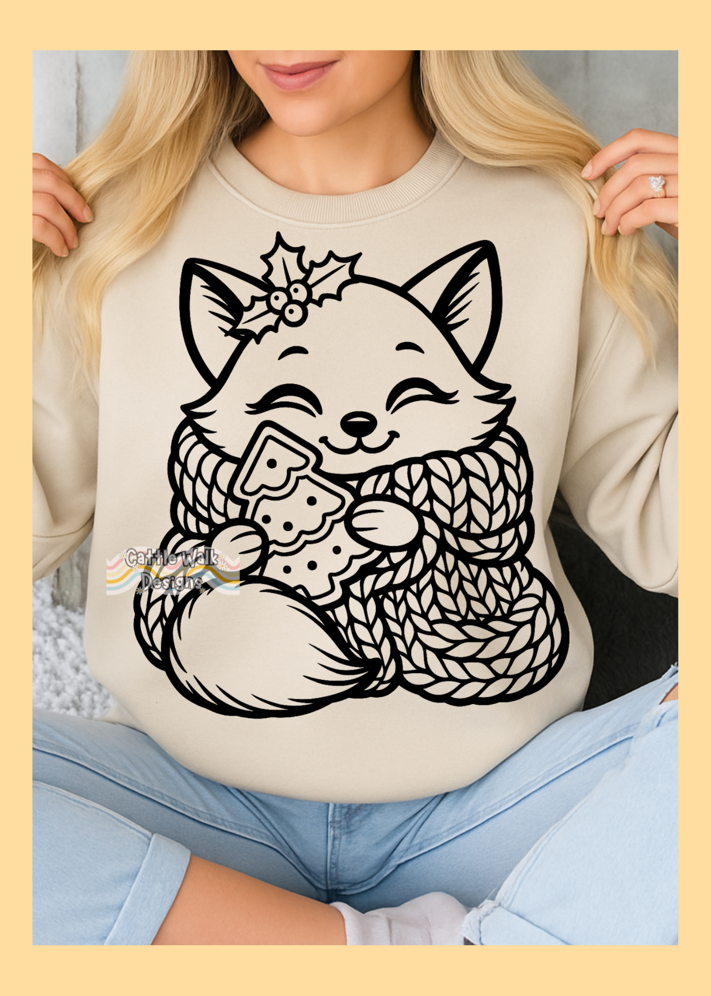 Cozy Winter Fox SVG Digital Download