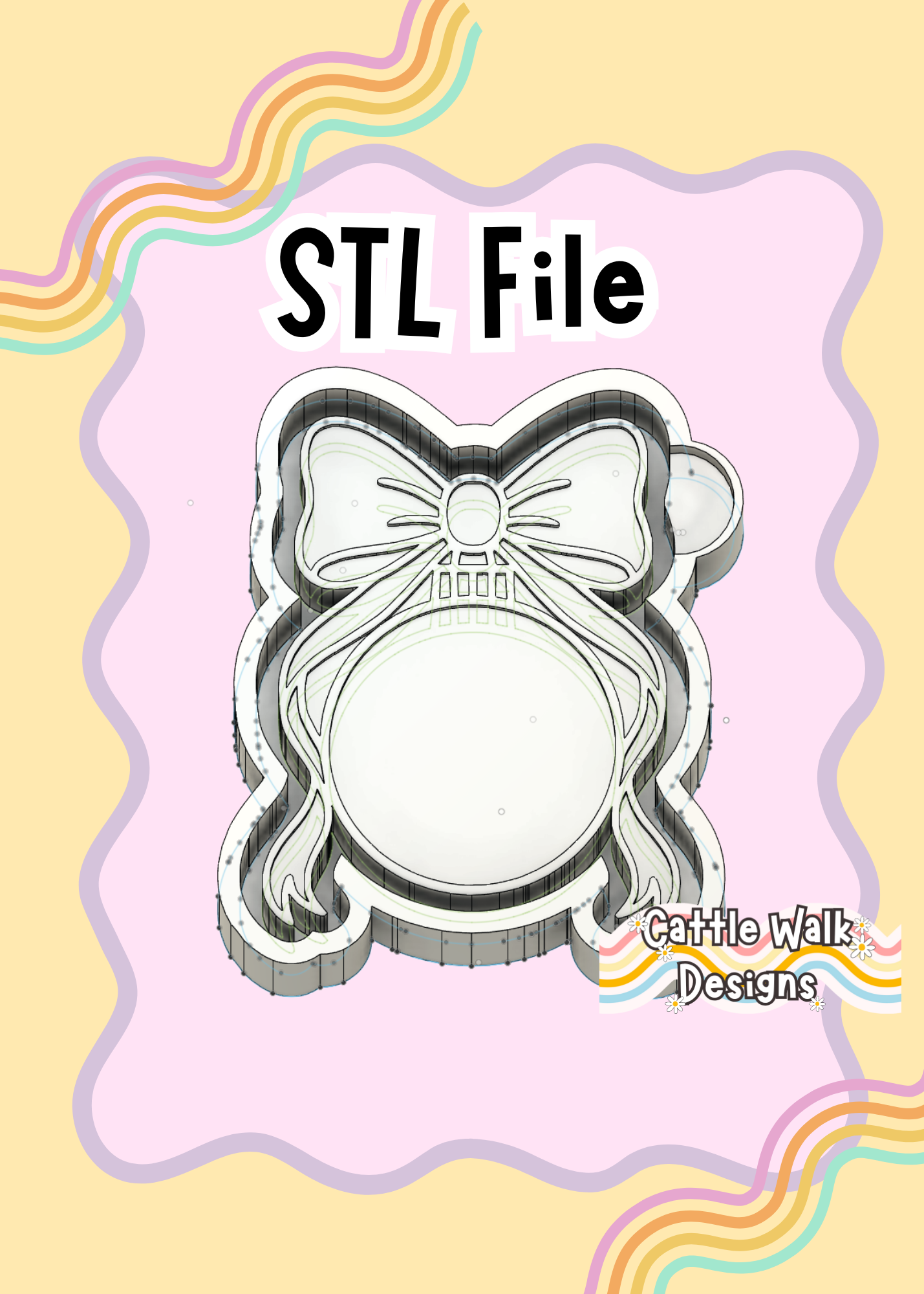 Coquette Bow Christmas Ornament Freshie Mold STL Digital Download