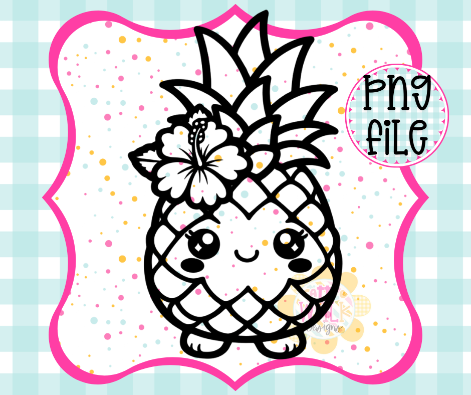 🍍🌺 Pineapple Girl PNG – Cute Tropical Summer Design | High Resolution Digital Download