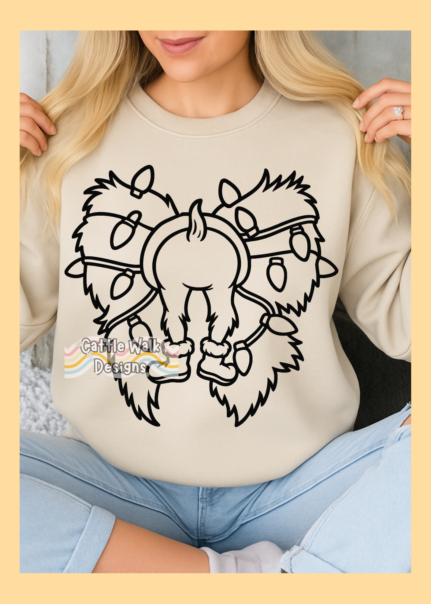 Donkey Butt Christmas Lights SVG | Funny Holiday Farm Design