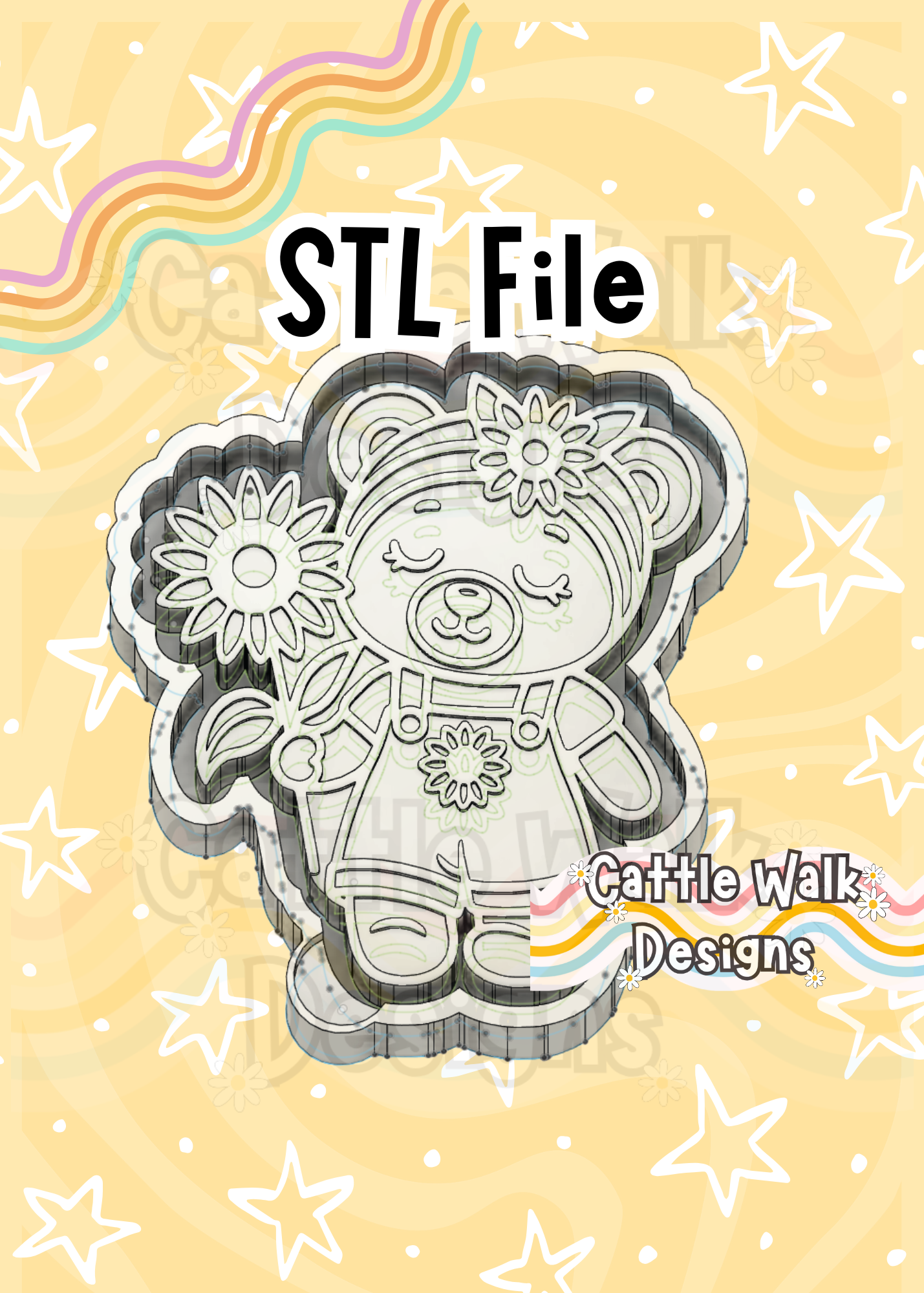 Cute Teddy Bear with Sunflowers