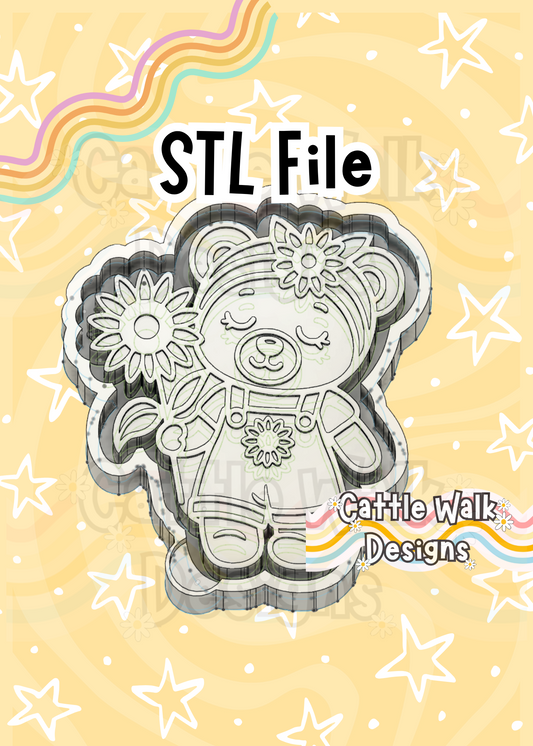Cute Teddy Bear with Sunflowers