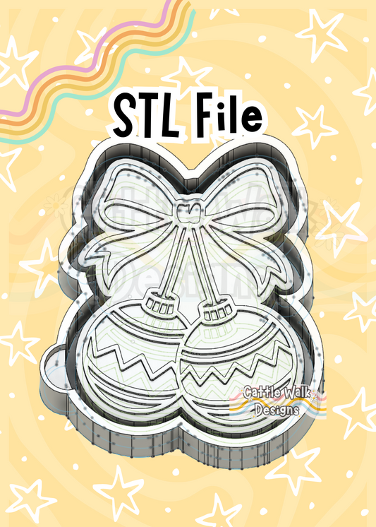 Christmas Ornaments with Bow STL File Freshie Mold Design