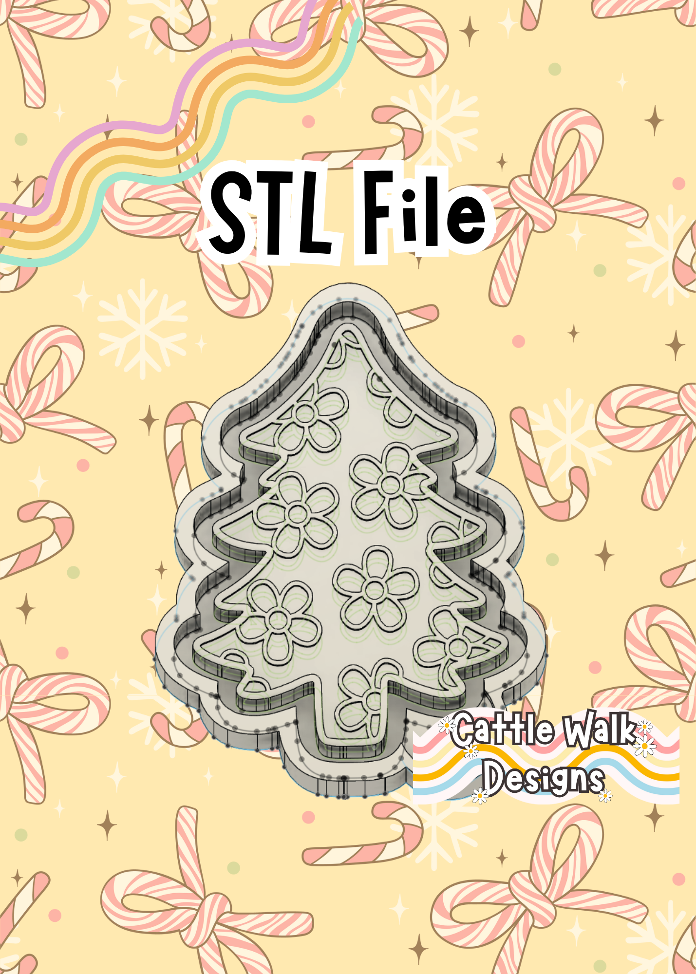 Daisy Retro Styled Christmas Tree STL