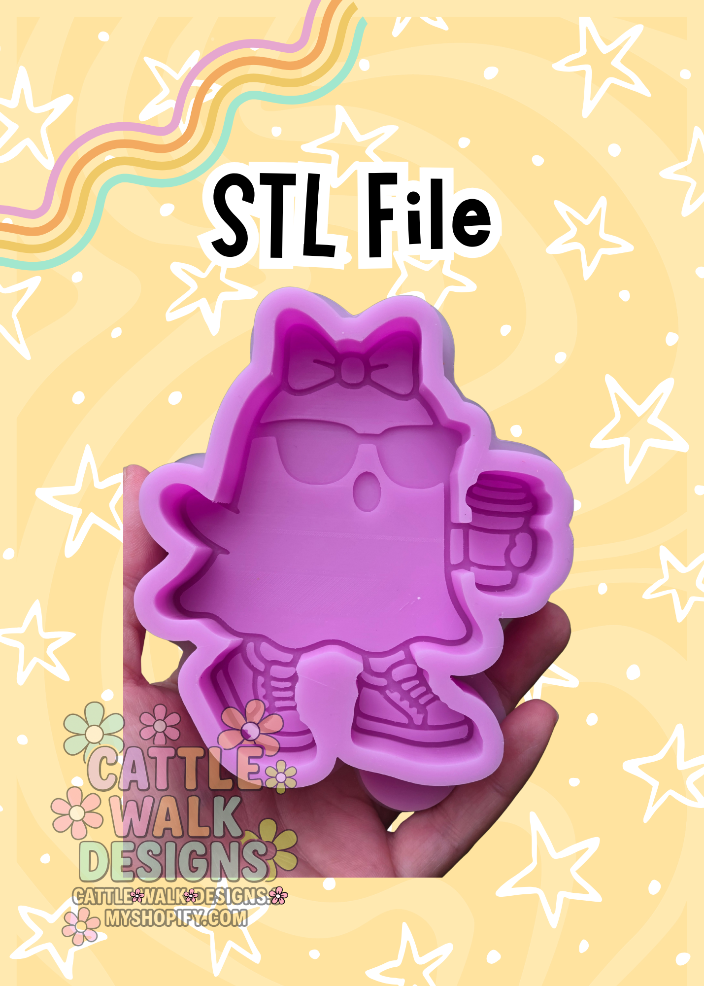 Ghostie wearing Sneaker Holding Iced Coffee STL Digital Download