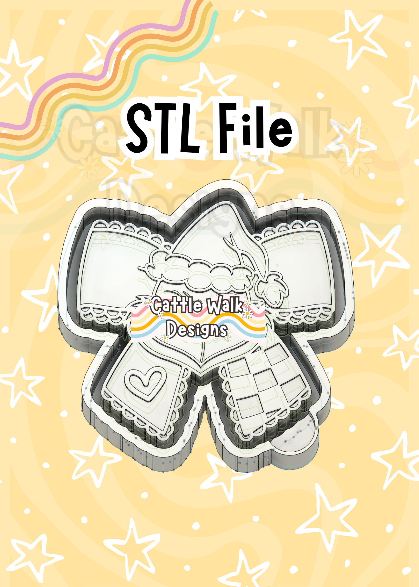 Mischievously Inspired Checkered Bow STL File Instant Download