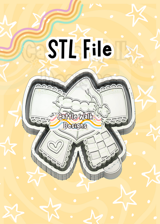 Mischievously Inspired Checkered Bow STL File Instant Download