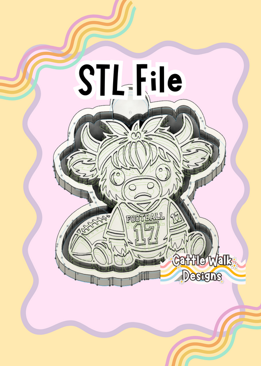 Highland Cow Football Jersey Freshie Mold STL Download