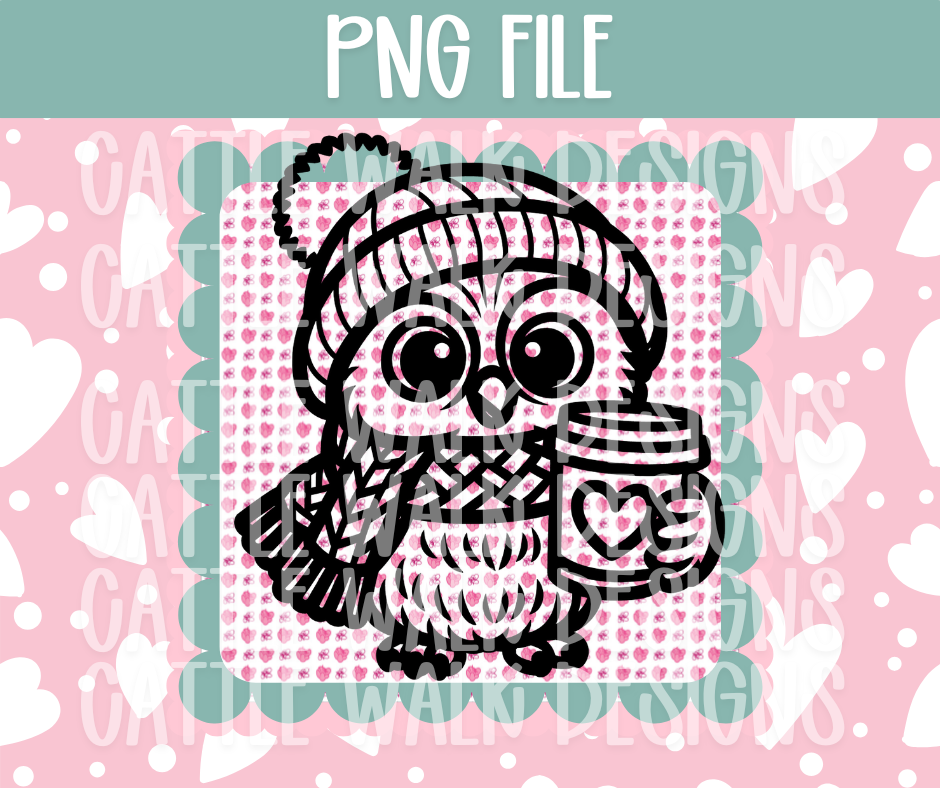 Cozy Winter Owl PNG Digital Download