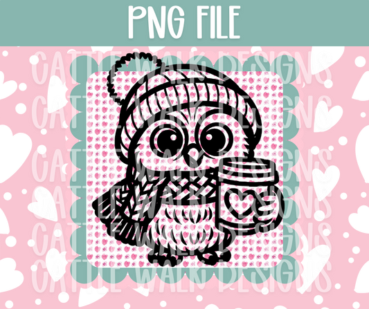 Cozy Winter Owl PNG Digital Download